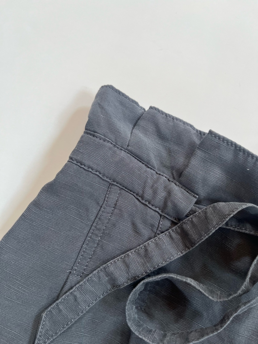 Club Monaco Slate Grey High Waist Linen Blend Paper Bag Cropped Wide Leg Pants - Picture 5 of 12